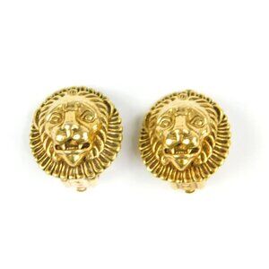 Vintage PMA Philidelphia Museum of Art Lion Crest Gold Tone Clip on Earrings